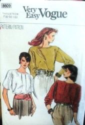 8609 VERY EZ VOGUE SS-LS PULLOVER BLOUSE PATTERN 8-10